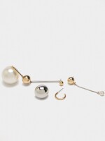 Set De Pendientes Asimétricos Con Perlas bicolor