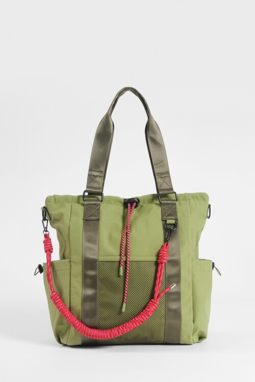 Shopper con red y cordon verde
