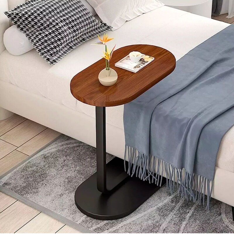 Mesa auxiliar Lumax de arrime MDF minimalista para living Madera Oscura y Negro