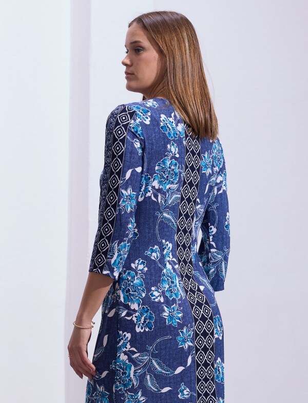 Vestido Seda Fria AZUL/MULTI