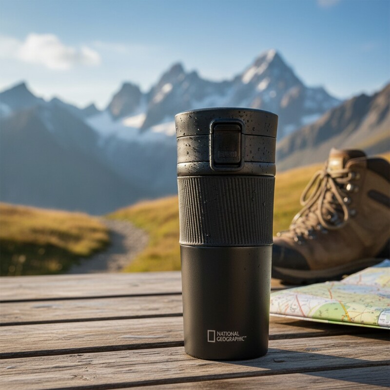 Mug Térmico de Acero Inoxidable 480 ml con Pulsador Mug Térmico de Acero Inoxidable 480 ml con Pulsador