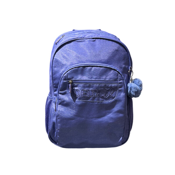 Mochila Delta 15" Brillosa con útiles Lila