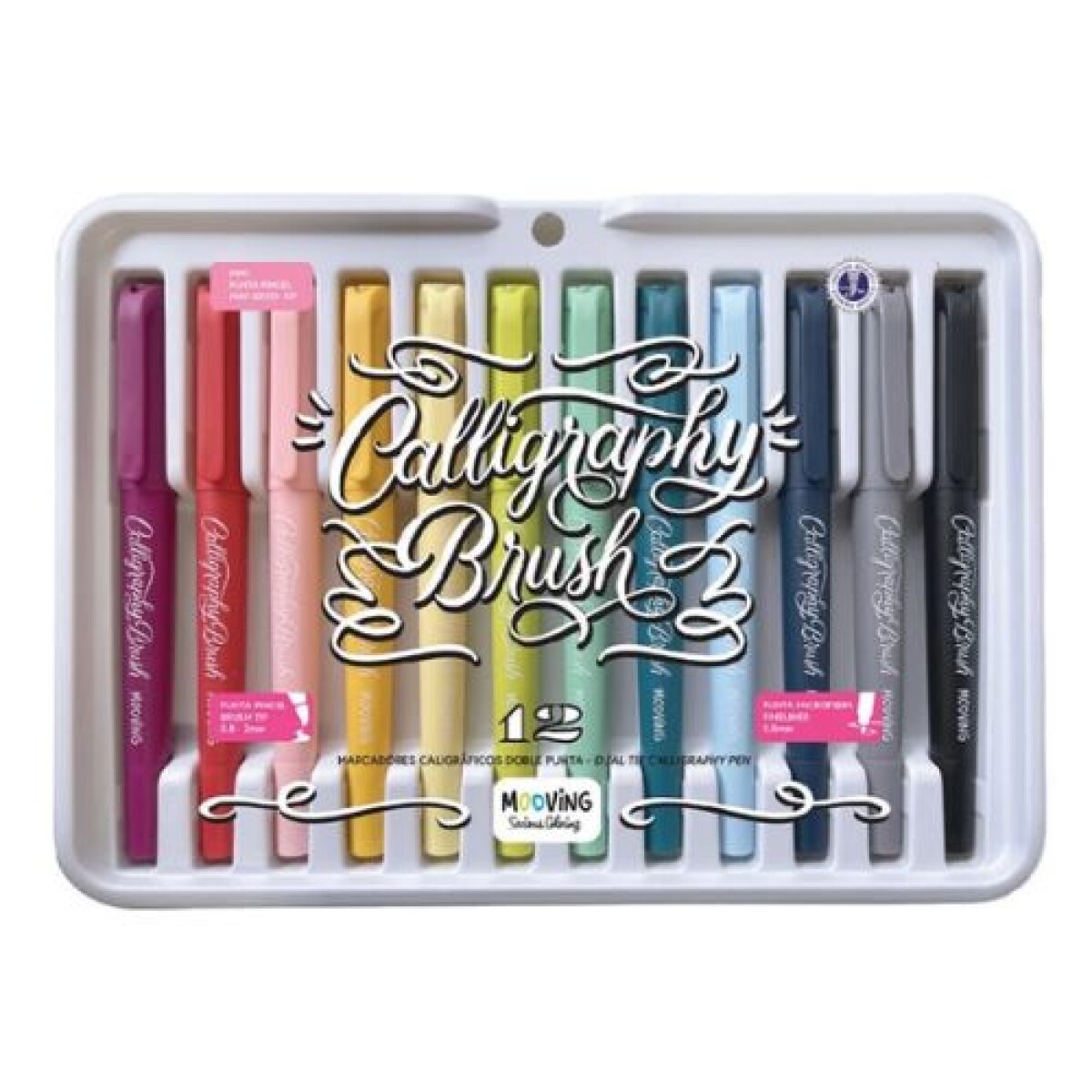 Marcadores Mooving Punta Pincel Caligrafia- 12 colores - Marcadores Mooving Punta Pincel Caligrafia- 12 Colores 