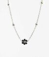 Collar Corto Beads Flores Plateado Rodio