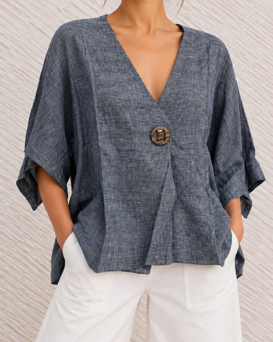 outlet - Blusa Begonia Azul Melange 