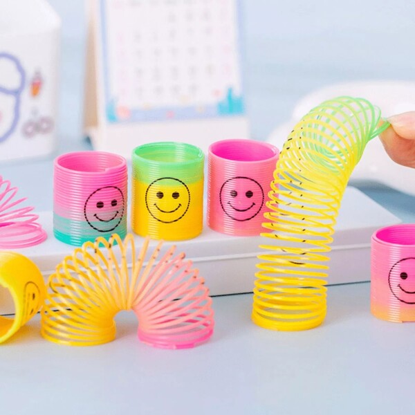Set x12 Resorte Espiral Mágico Arcoiris Colores Cara Slinky Variante Diseño Multicolor