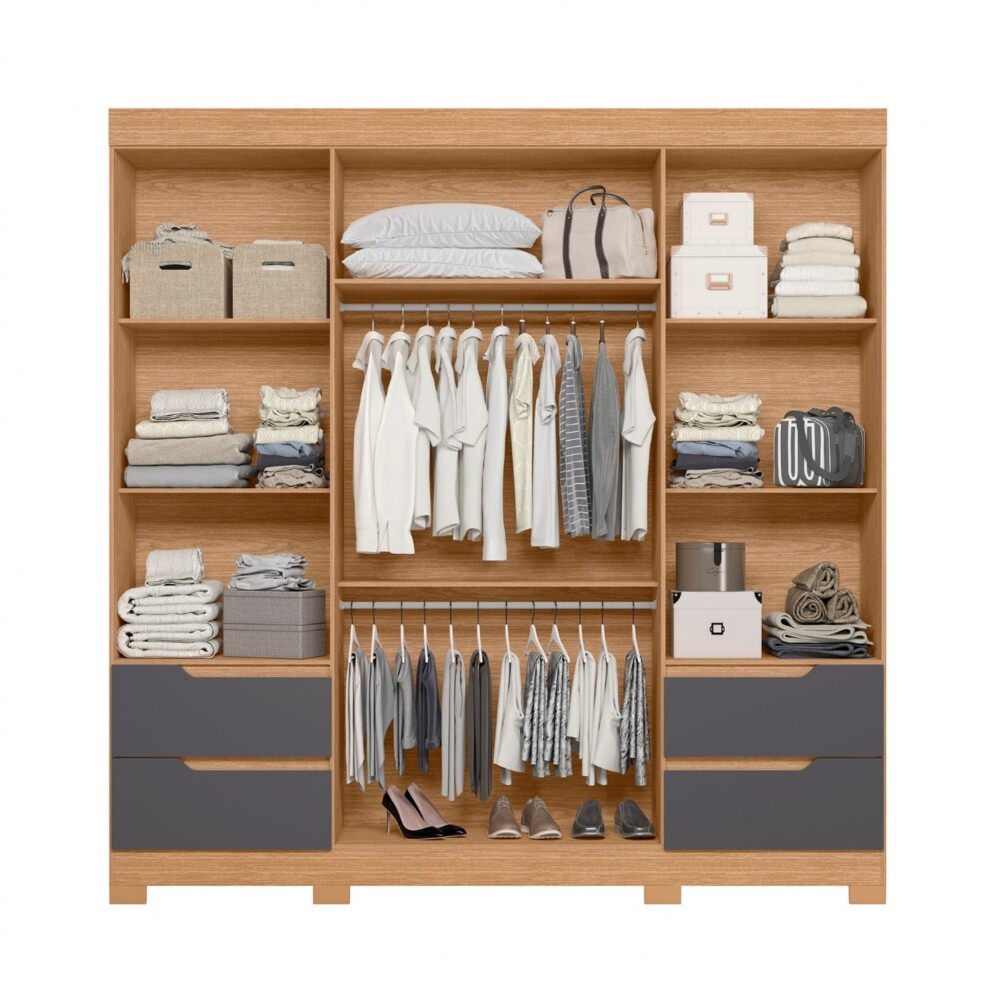 Ropero 4 puertas y 4 cajones - Vivacce Natural/Titanio