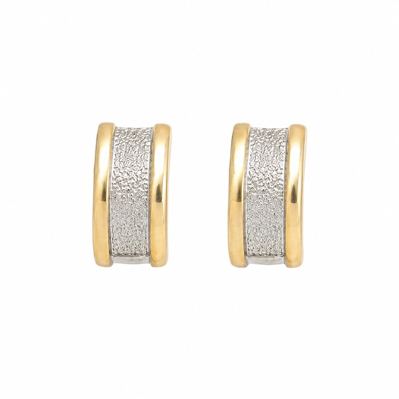 Caravana Medio Aro Estilo Esclavo- Plata y oro - CA8486 sinpiedra