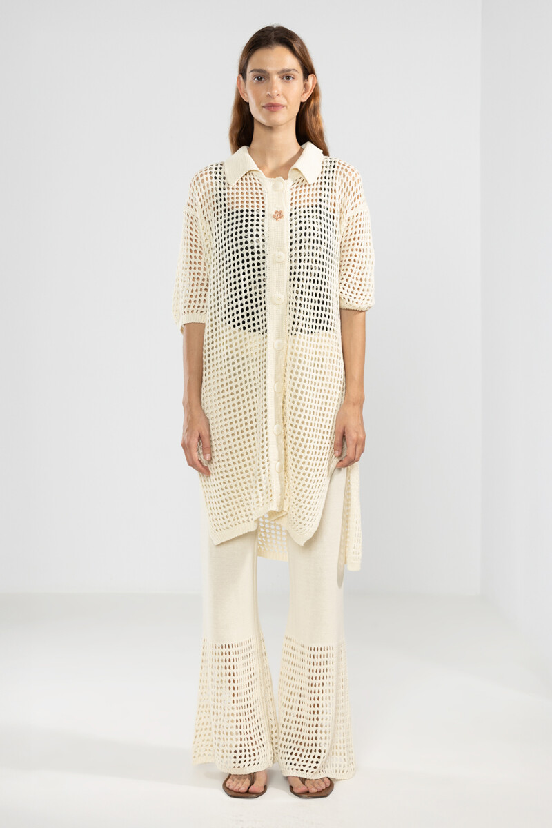 LONG KNIT SHIRT Cream