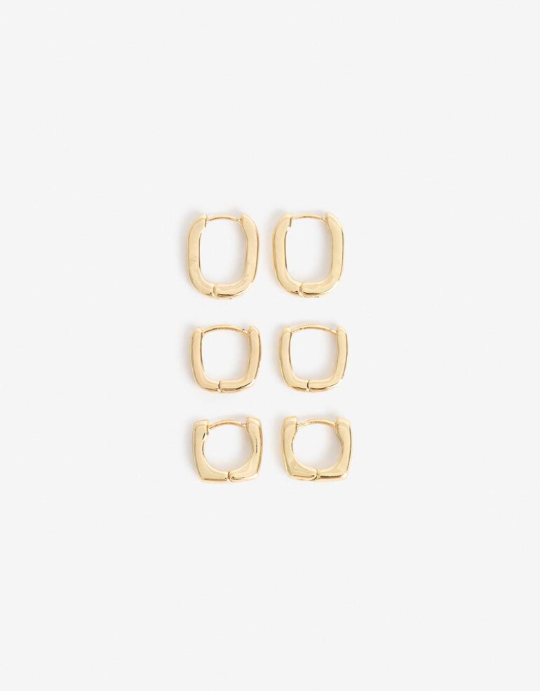 Aros Argollas Set Metal Aros Argolla Metal Bañado En Oro - Dorado
