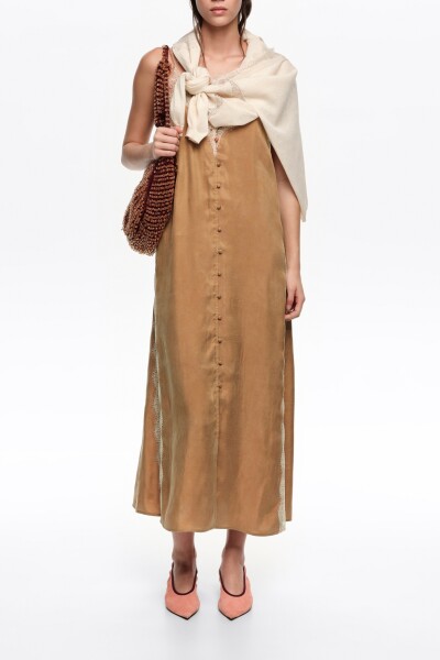 VESTIDO LENCERO Caramelo