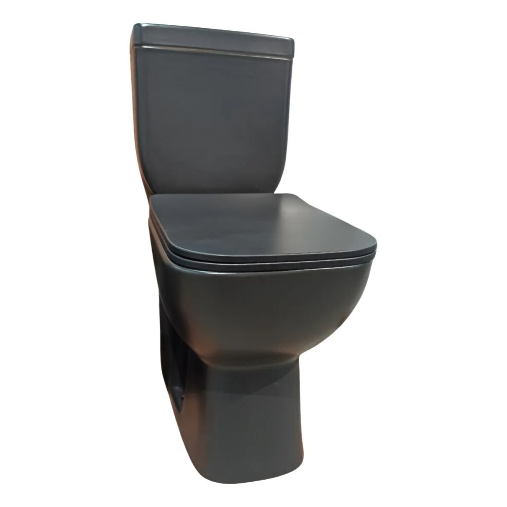 Inodoro largo con mochila Montano Negro Mate Dmc Inodoro Largo Con Mochila Montano Negro Mate Dmc