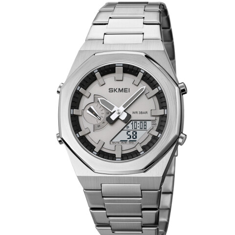 Reloj Skmei 1816SIWT Híbrido Hombre Plateado con Pantalla Blanca Reloj Skmei 1816siwt Híbrido Hombre Plateado Con Pantalla Blanca