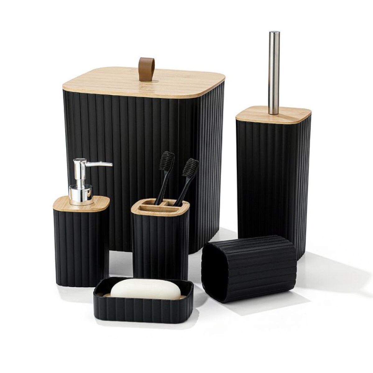 SET DE ACCESORIOS PARA BAÑO 6 PIEZAS - NEGRO 