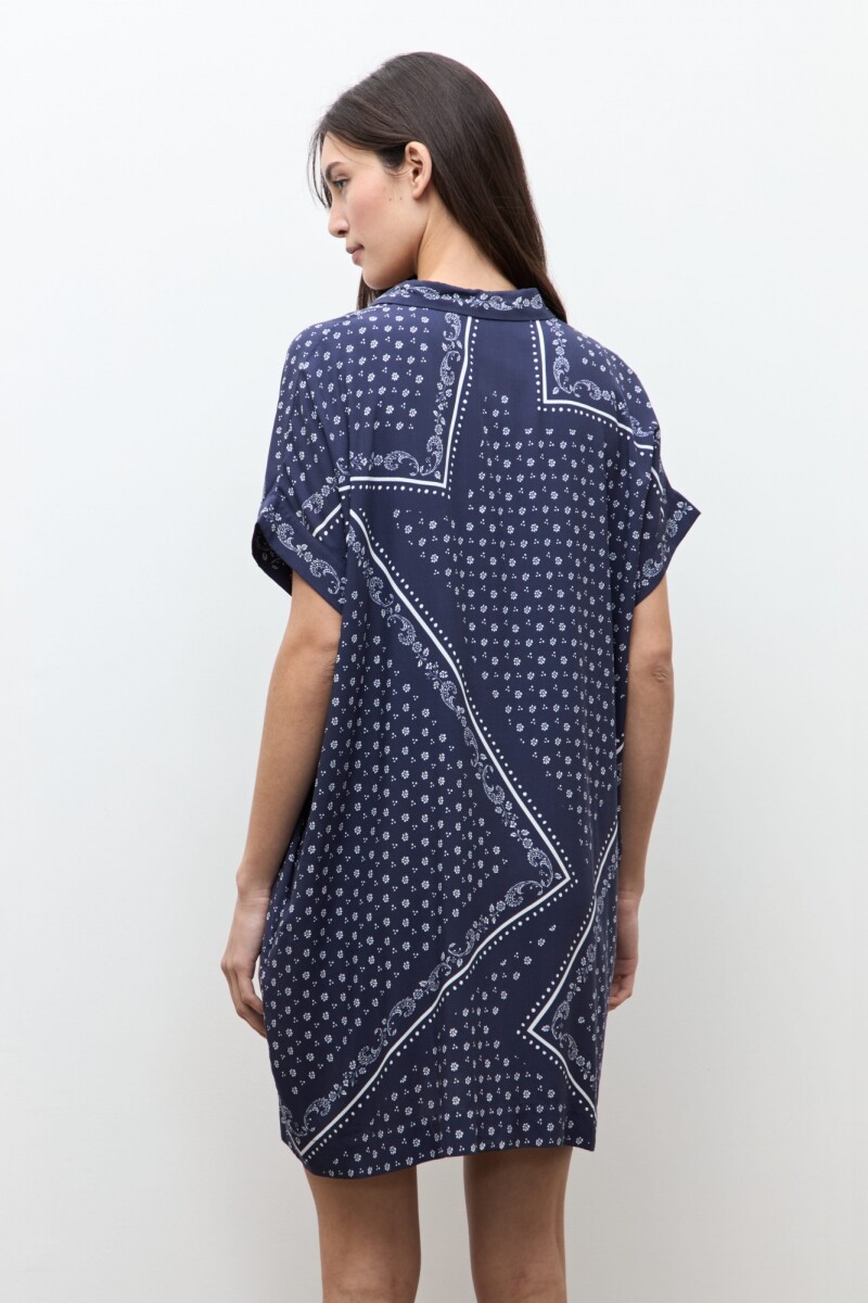 Tunica estampa Paisley azul marino
