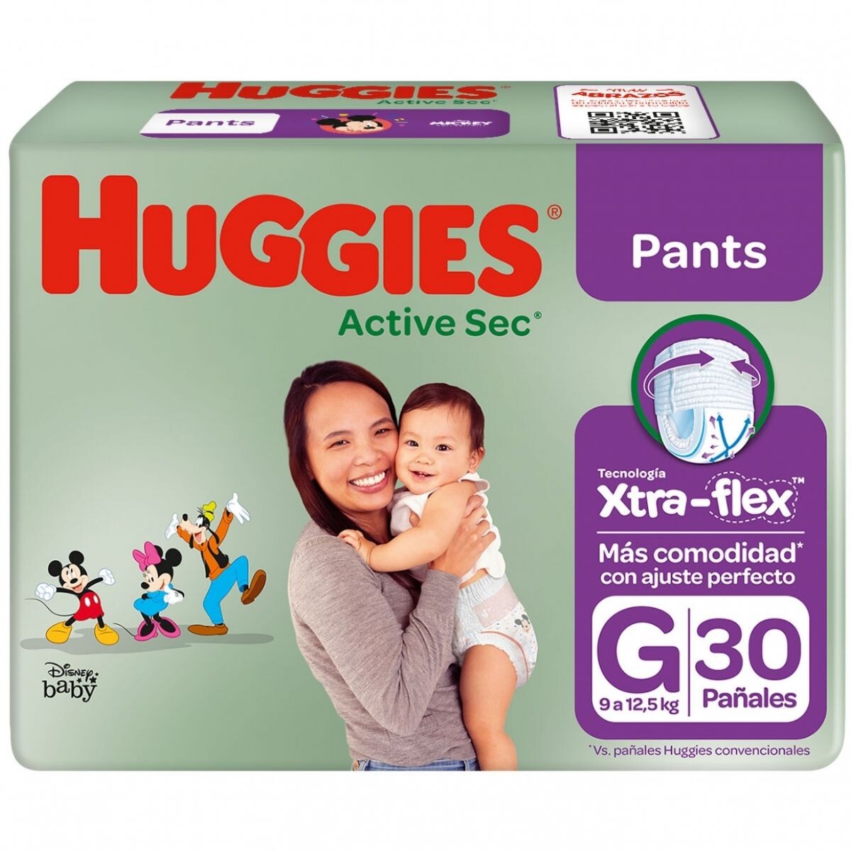 Pañales Huggies Active Sec Baby Pants G X30 