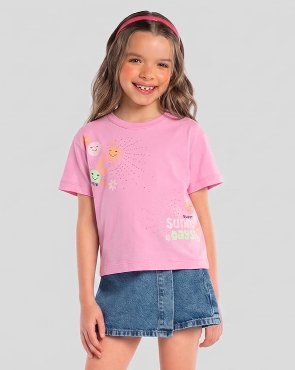 Remera Casual. - Rosa Helado. 