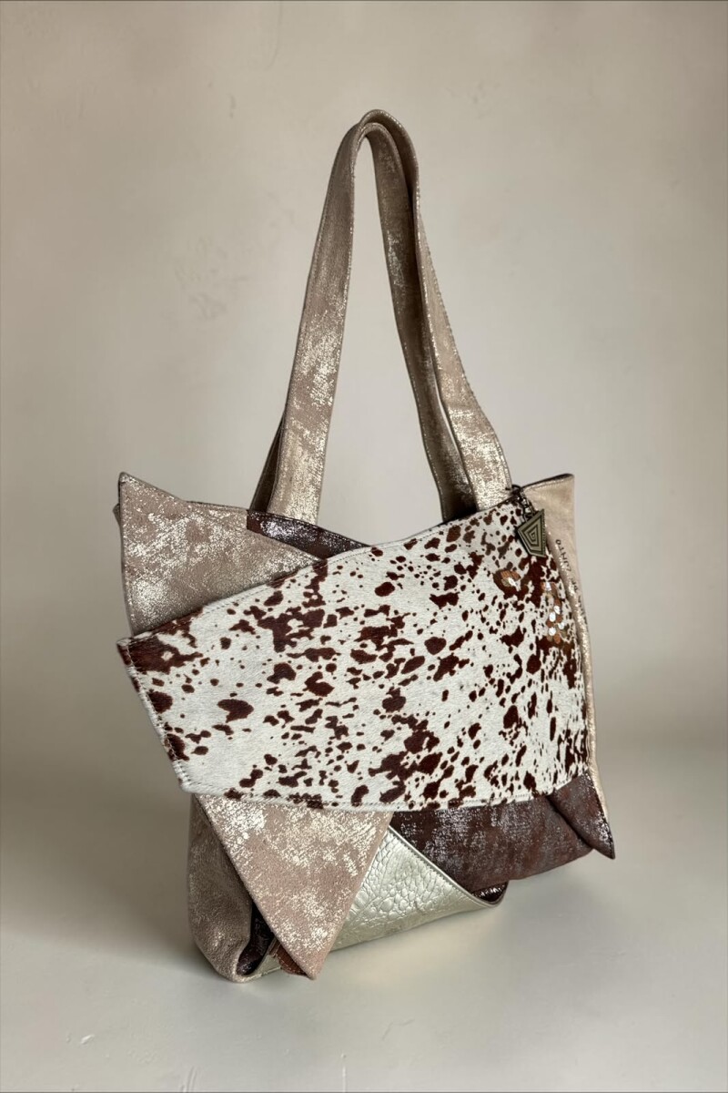 Cartera De Cuero Prisma Combinada Con Print 