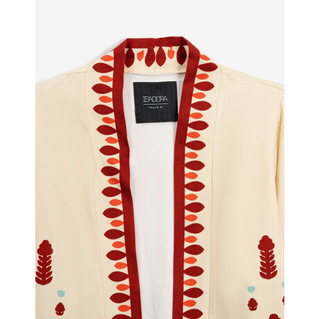 Kimono Corto Estampado Bohemio Combinacion Bicolor