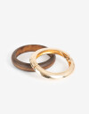 Pulseras Rígidas Sets Madera Set Pulseras Rígidas Metal Y Madera - Dorado