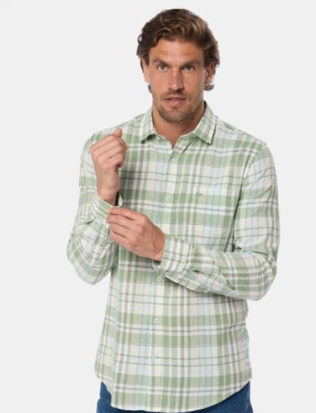 CAMISA DE LINO A CUADROS Verde
