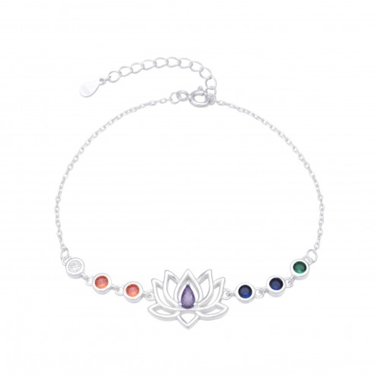 Pulsera de plata 925 y circonias, FLOR DE LOTO. 