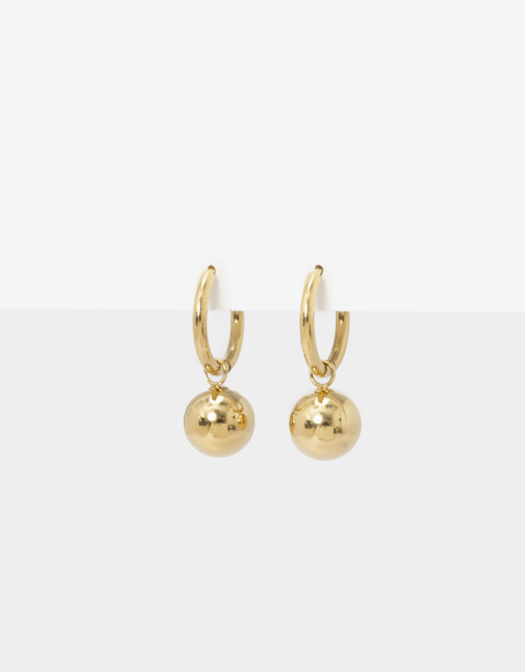 Aros Argollas Metal Argollas De Acero Con Esfera - Dorado