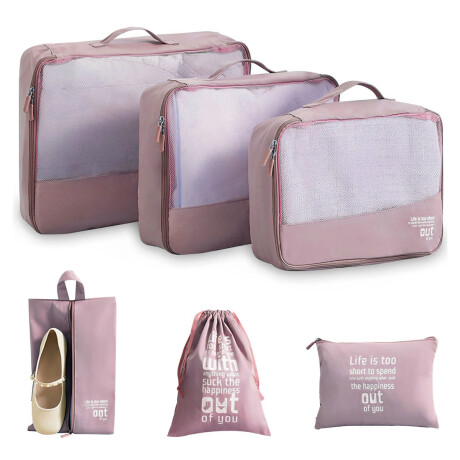 Set X6 Organizadores de Equipaje Valija Mochila Ropa p/Viaje Rosa