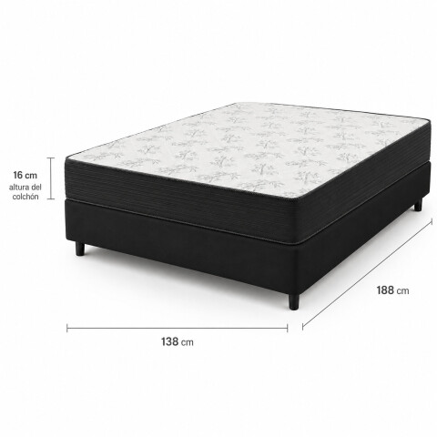 Sommier Completo Super Mega Reforzado 2 Plazas - 138 x 188 x 16 cm
