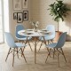 Juego de comedor Con Mesa Circular de 80cm + 4 Sillas Eames Azul/Blanco