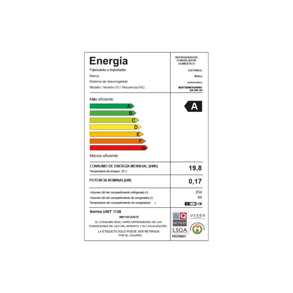 HELADERA INVERTER 368-LITROS GRIS MIDEA MDRT489MTR46WINV