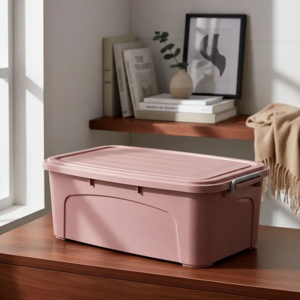 CAJA ORGANIZADORA APILABLE 30 LITROS ROSA - CORAL 