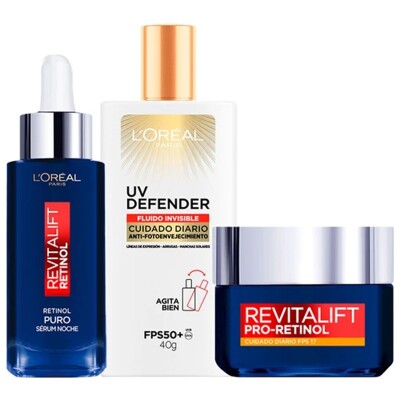Pack L'oreal Revitalift Retinol Serum + Crema De Dia + Uv Defender Pack L'oreal Revitalift Retinol Serum + Crema De Dia + Uv Defender