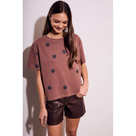 Remera Algodon Lunares Marron Marron