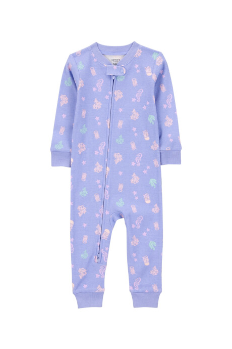 Pijama una pieza de algodón, diseño marino. Talles 12-24M Sin color