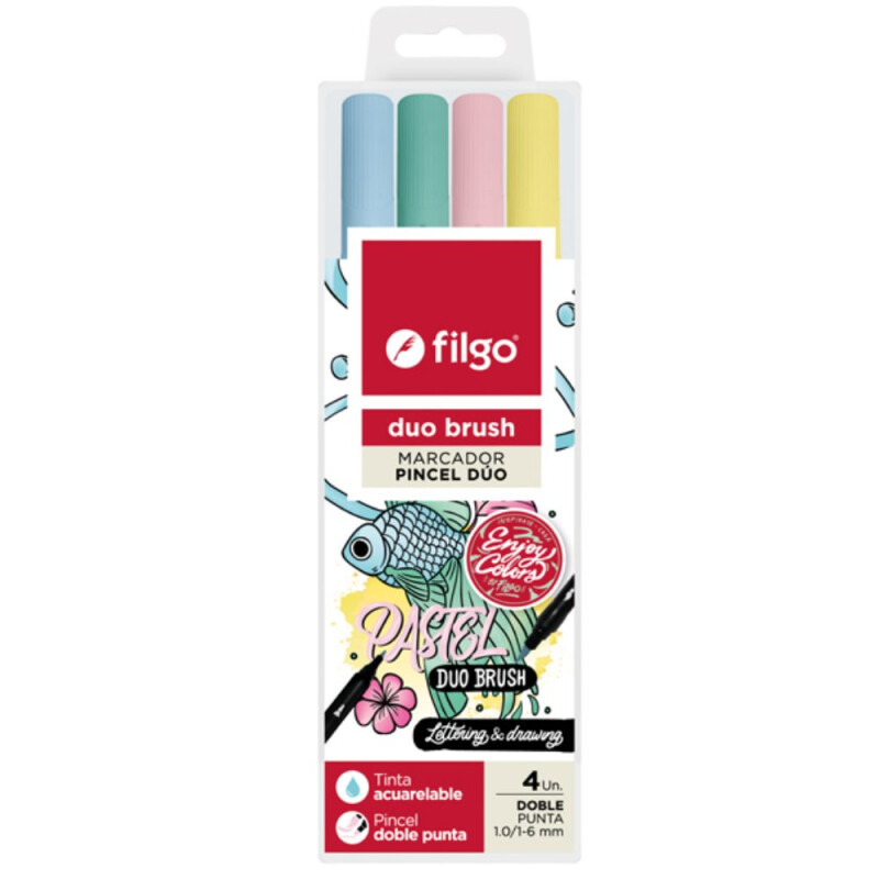 Filgo marcador duo brush pen -4 pasteles Unica