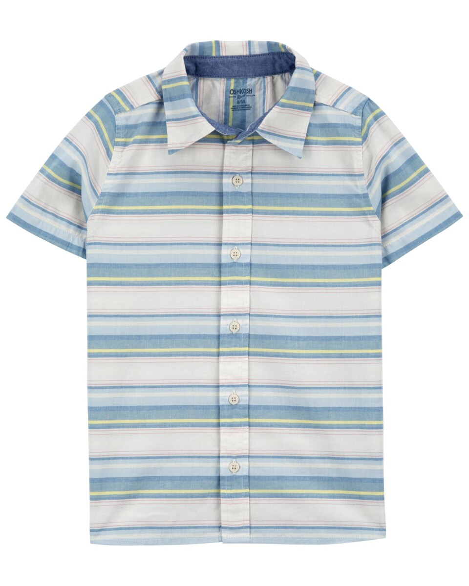 Camisa de algodón, manga corta diseño a rayas. Talles 6-14 