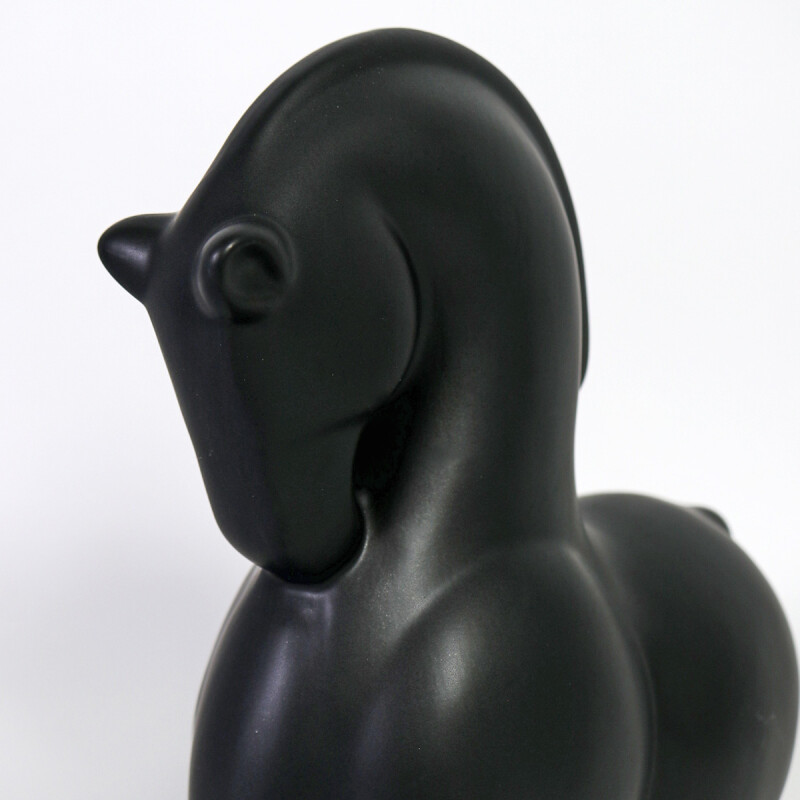 FIGURA CERAMICA CABALLO NEGRO 8X23CM Unica