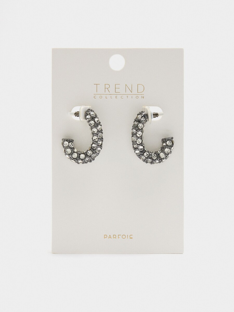 Pendientes Maxi De Cristales plateado