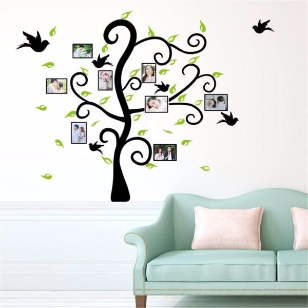 Vinilo Adhesivo Árbol Genealógico Portarretratos Para Pared Variante Arbol Con Marcos