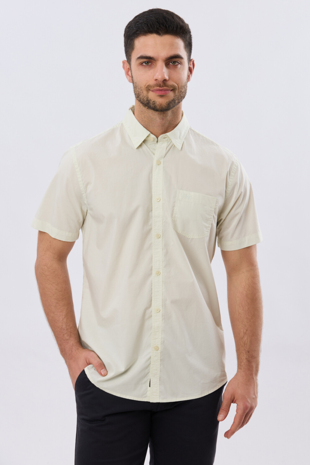 CAMISA LISA DE ALGODÓN Pistacho