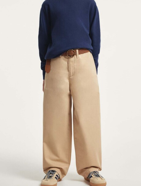 PANTALONES RECTOS DE SARGA BEIGE