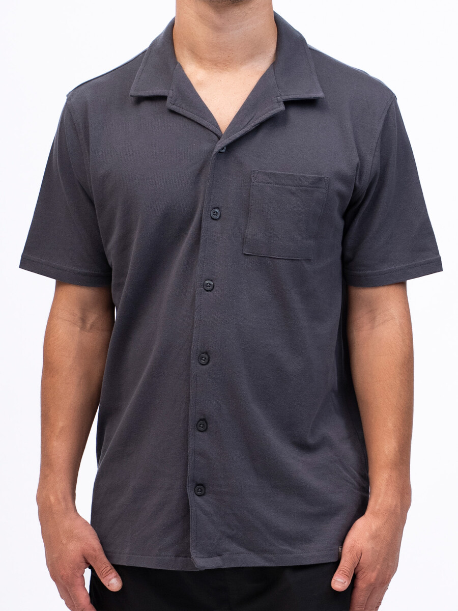 Camisa Algodón Pique Santorini - Gris Oscuro 