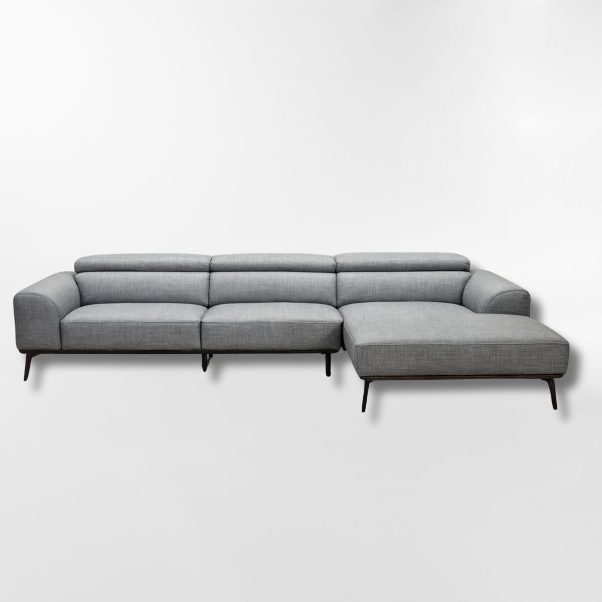Sofá con chaise DUNA TELA GRIS DERECHO 