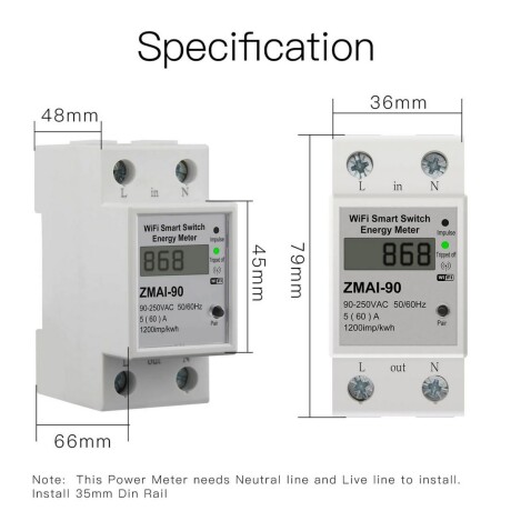 Medidor de Energía Wifi Inteligente Moes Wcb-wm 001
