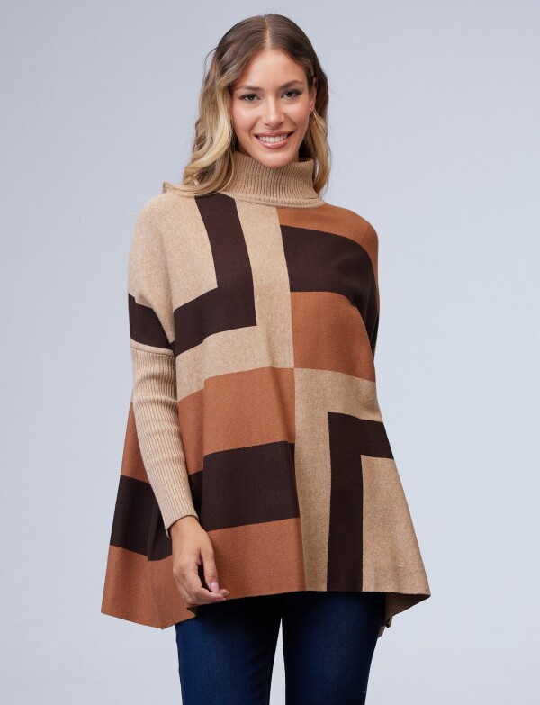 Polera Poncho TOSTADO/MULTI