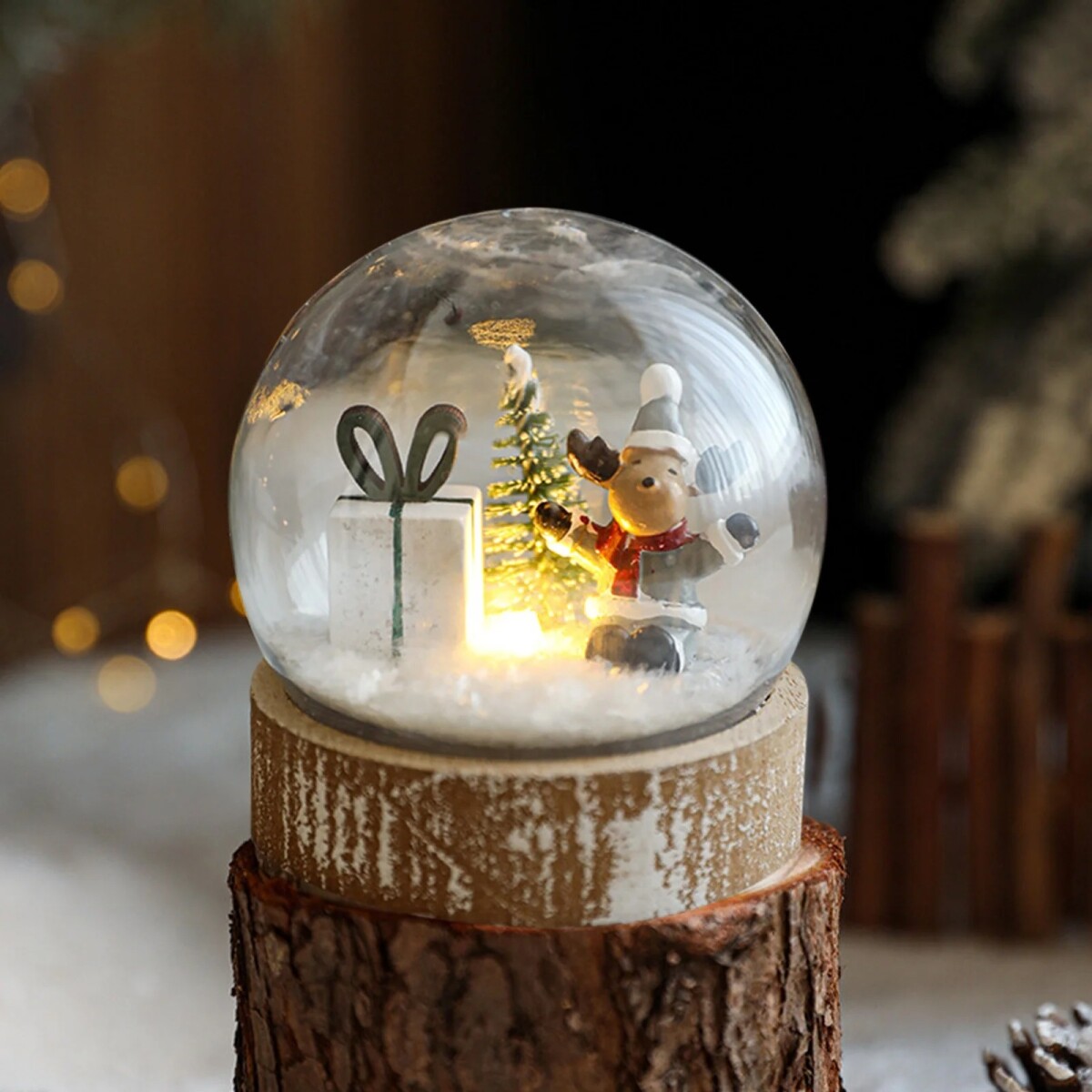 Esfera Navideña De Cristal - Ciervo Marrón 