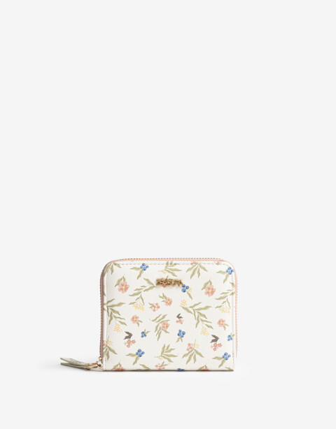 Billetera Zip Round Billetera Cuadrada Flores - Estampado Flores