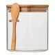 Recipiente Hermetico Vidrio Tapa Bamboo Cuchara 1000 Ml Sin Color