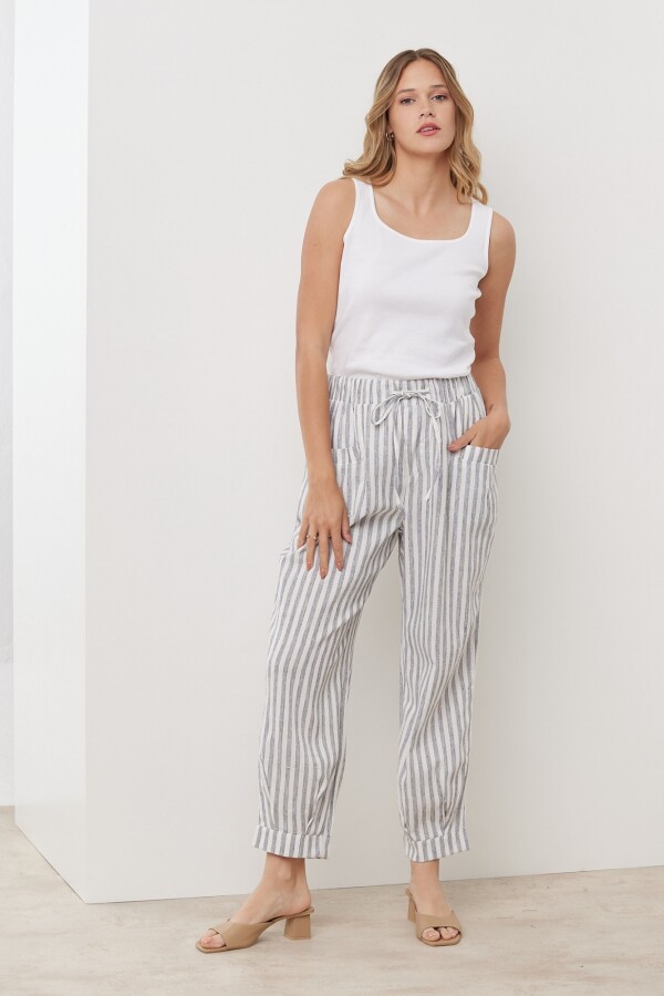 Pantalon Lino MULTI/GRIS